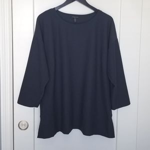 Eileen Fisher 3/4 Sleeve Viscose Boxy Top in Grey 1X